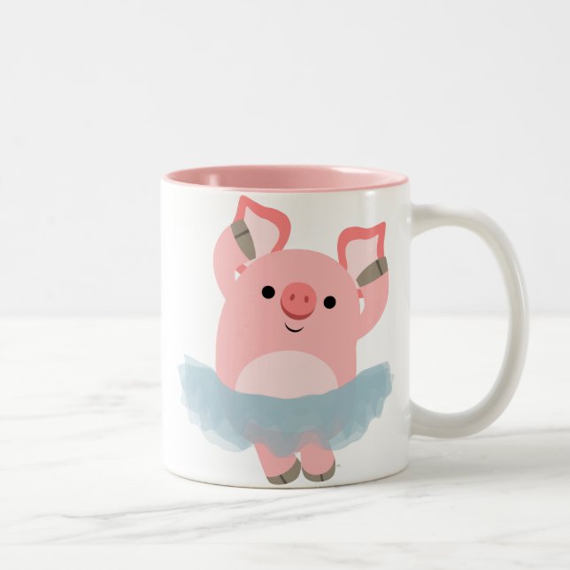 Cute Cartoon Ballerina Pig Mug (Right)