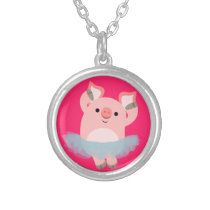 Cute Cartoon Ballerina Pig Necklace