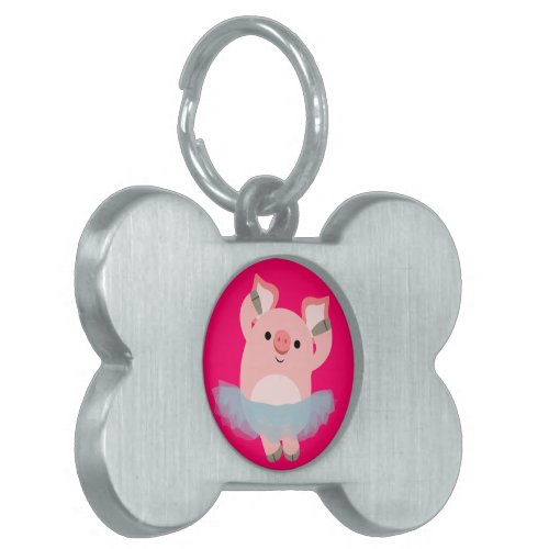 Cute Cartoon Ballerina Pig Pet Tag