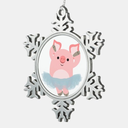 Cute Cartoon Ballerina Pig Pewter Ornament