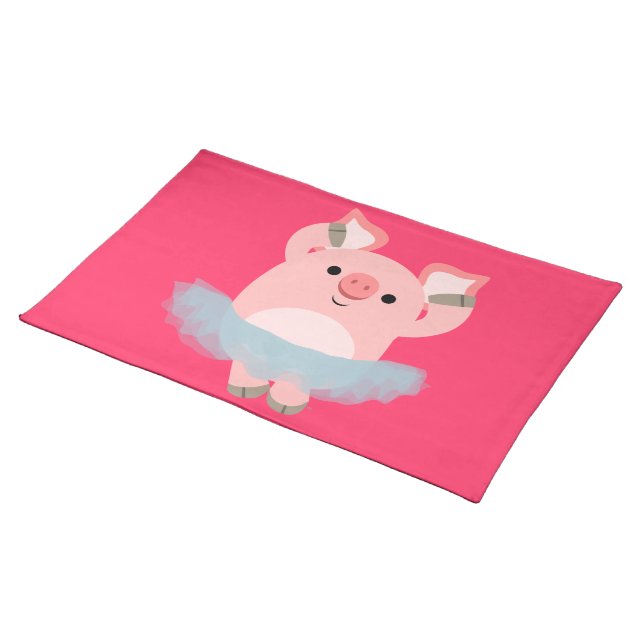 Cute Cartoon Ballerina Pig Placemat (On Table)