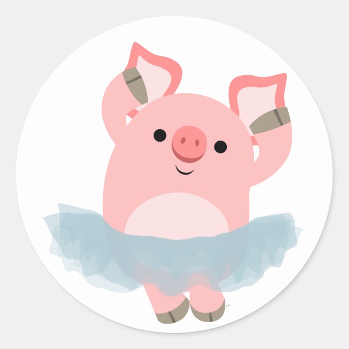 Cute Cartoon Ballerina Pig Sticker