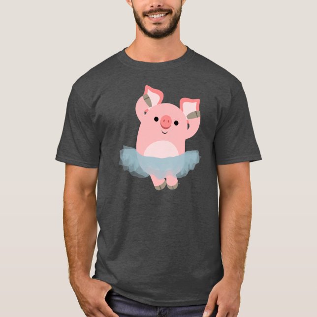 Cute Cartoon Ballerina Pig T-Shirt (Front)