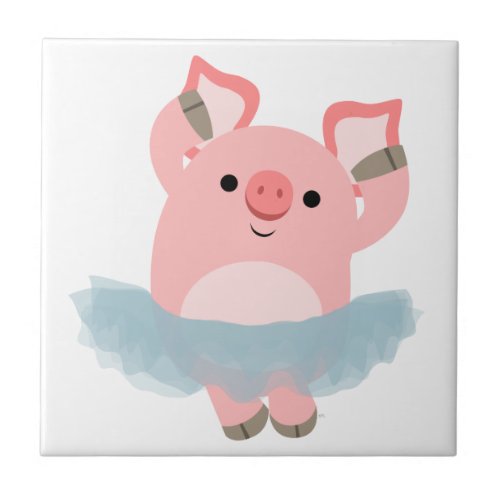 Cute Cartoon Ballerina Pig Tile