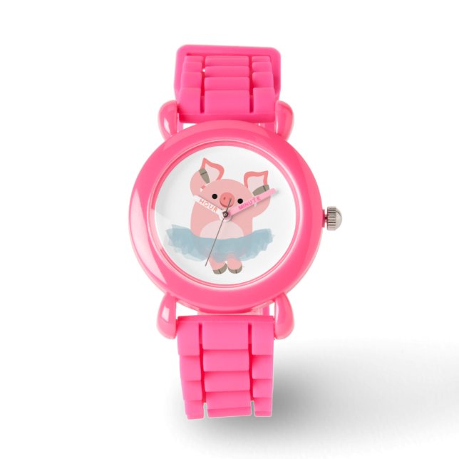 Cute Cartoon Ballerina Pig Watch (Front)