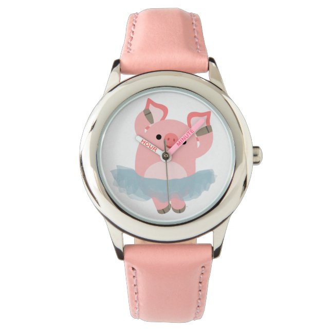 Cute Cartoon Ballerina Pig Watch (Front)