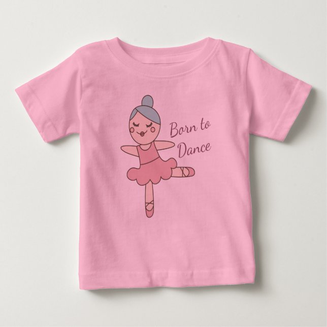 Cute Cartoon Ballet Dancer Girl's Baby T-Shirt (Front)
