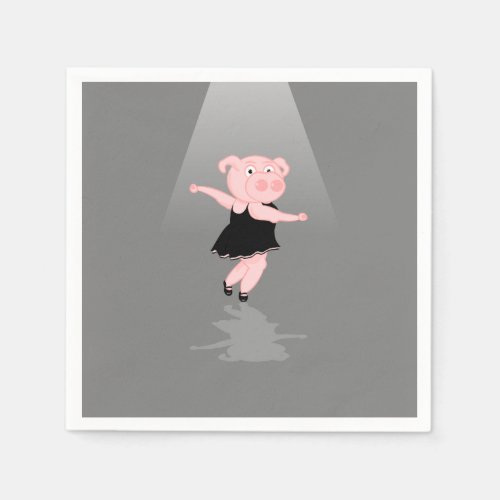 Cute Cartoon Ballet Dancing Pig Paper Napkins