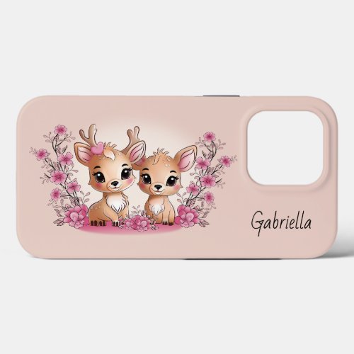 Cute Cartoon Bambi Lovers Heart Valentineâs Day  iPhone 13 Pro Case