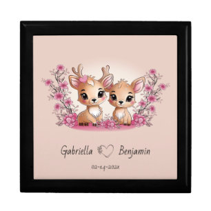 Cute Cartoon Bambi Lovers Hearts Valentine’s Day Gift Box