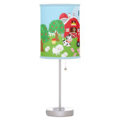 Cute Cartoon Barnyard Animals, Farmer, and Tractor Table Lamp (Left)