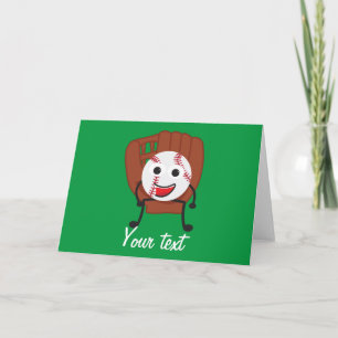 Cute Cartoon Baseball Ball and Glove Card