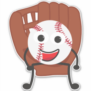 Cute Cartoon Baseball Ball and Glove Sticker