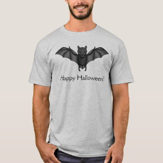 Cute Cartoon Bat And Happy Halloween Text T-Shirt