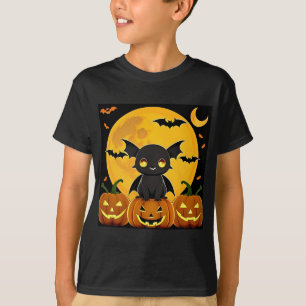 Cute Cartoon Bat and Jack-O'-Lantern Pumpkins T-Shirt