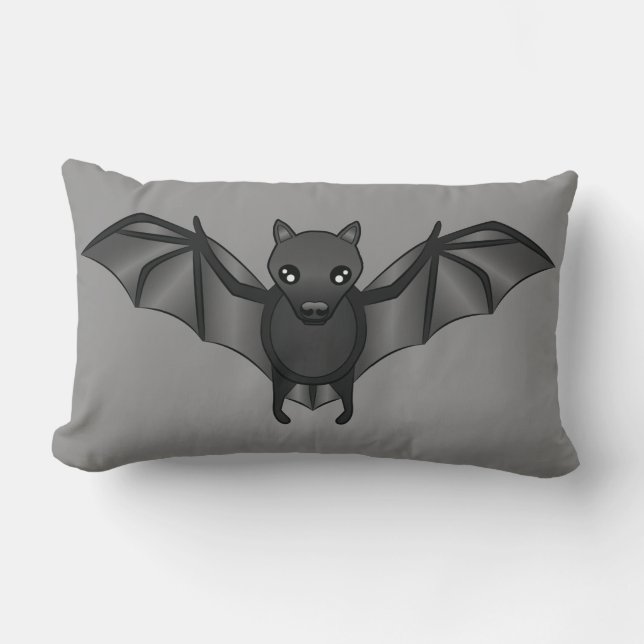 Cute Cartoon Bat Halloween Illustration Lumbar Pillow (Front)