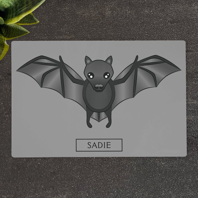 Cute Cartoon Bat Halloween Illustration & Name Placemat (Creator Uploaded)