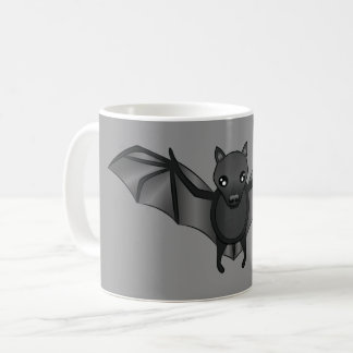Cute Cartoon Bat Illustration On Gray Coffee Mug