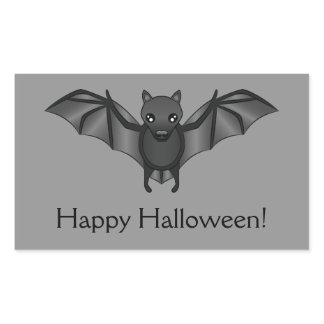 Cute Cartoon Bat With Happy Halloween Text Rectangular Sticker