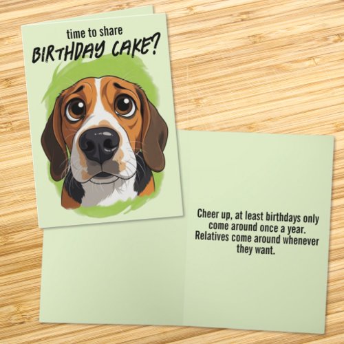 Cute Cartoon Beagle Head Happy Birthday  Card