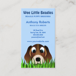 Cute Cartoon Beagle Puppy Dog in Grass Breeder Business Card