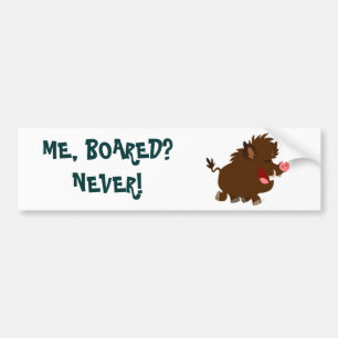 Cute Cartoon Beaming Wild Boar Bumper Sticker