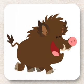 Cute Cartoon Beaming Wild Boar Coasters