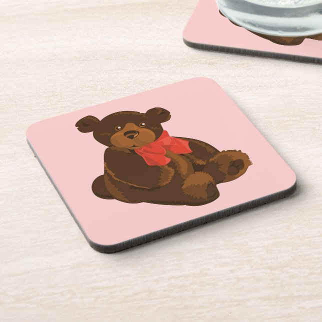 Cute cartoon bear beverage coaster (Left Side)