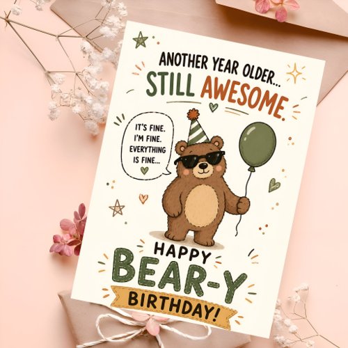 Cute Cartoon Bear Birthday Greeting Card