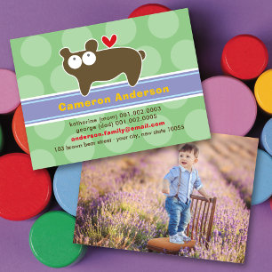 Cute Cartoon Bear Colorful Kid's Photo Profile Calling Card