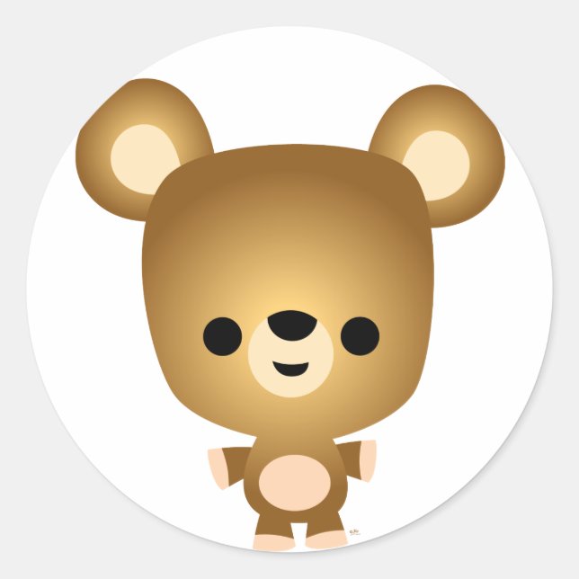 Cute Cartoon Bear Cub Sticker (Front)