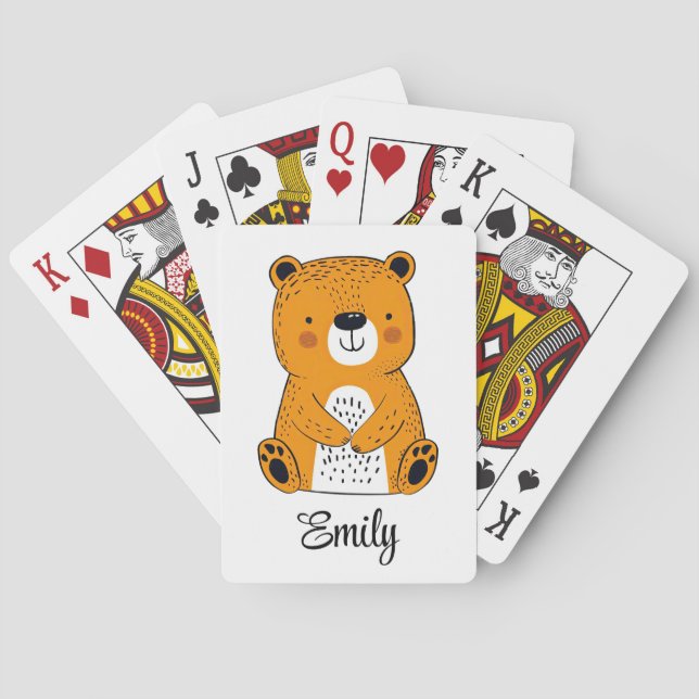 Cute cartoon bear decoration  poker cards (Back)