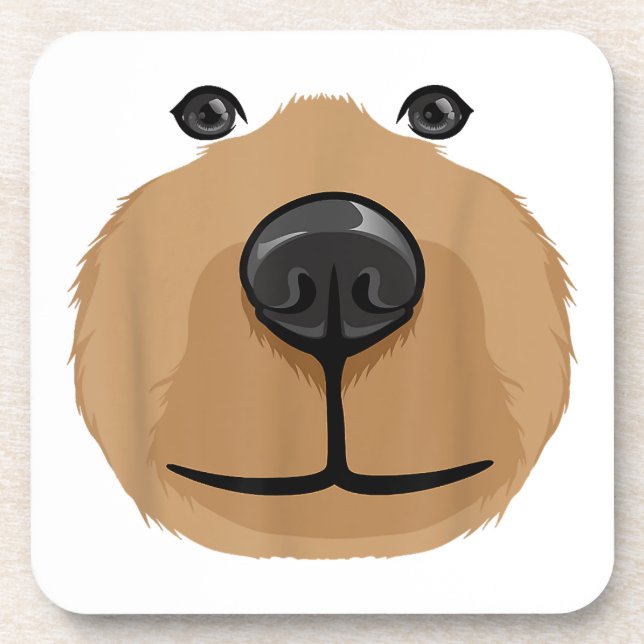 Cute Cartoon Bear Face Head Costume Party Beverage Coaster (Front)
