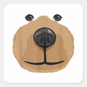 Cute Cartoon Bear Face Head Costume Party Square Sticker