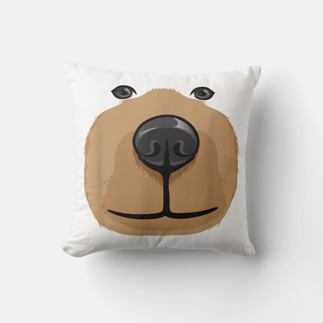Cute Cartoon Bear Face Head Costume Party Throw Pillow (Front)