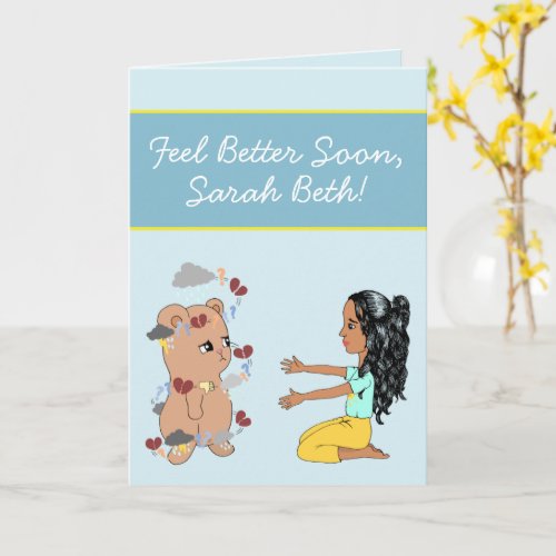 Cute Cartoon Bear Get Well Soon for Friend Kids Card