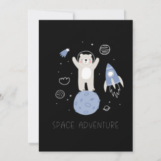 Cute Cartoon Bear In Space Card