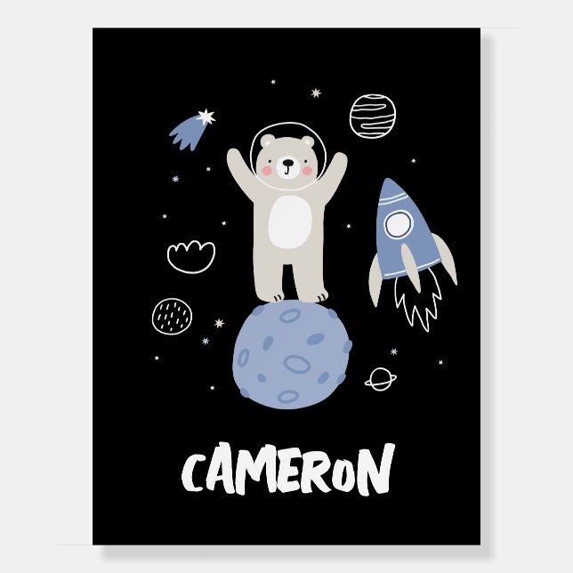 Cute Cartoon Bear In Space Foam Board (Front)