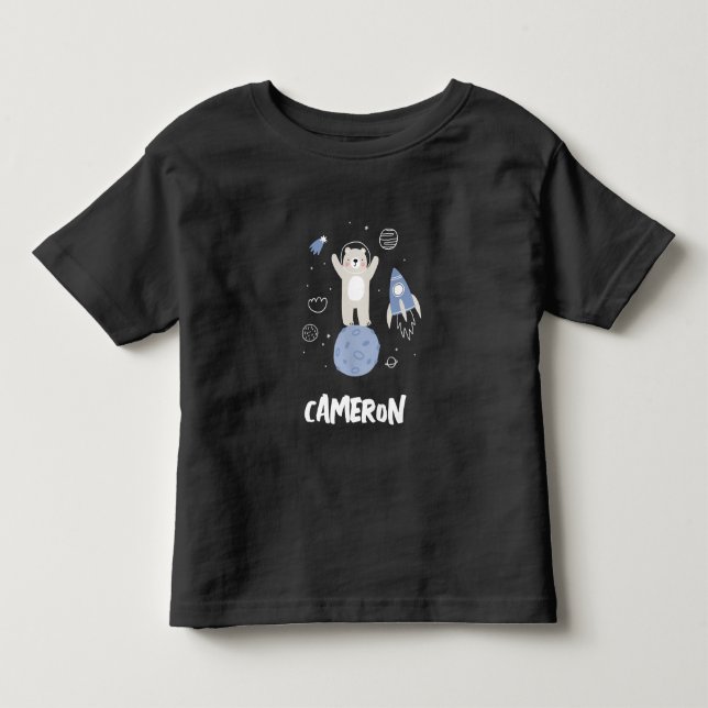 Cute Cartoon Bear In Space Toddler T-shirt (Front)