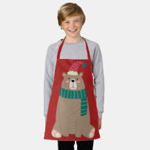 Cute Cartoon Bear in Wooly Scarf Christmas