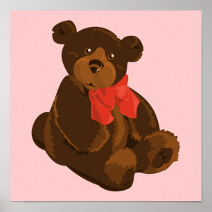 Cute cartoon bear poster