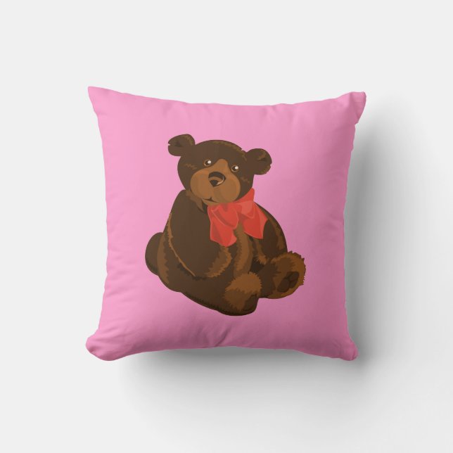 Cute cartoon bear throw pillow (Front)