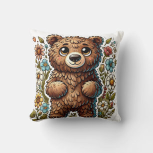 Cute Cartoon Bear Throw Pillow