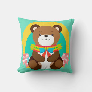 Cute Cartoon Bear Throw Pillow