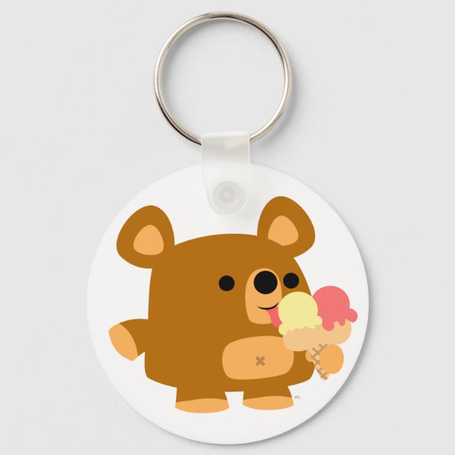 Cute Cartoon Bear with Ice Cream Keychain (Front)