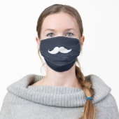 Cute cartoon beard on denim adult cloth face mask (Worn)