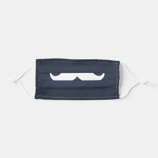 Cute cartoon beard on denim adult cloth face mask (Front, Folded)