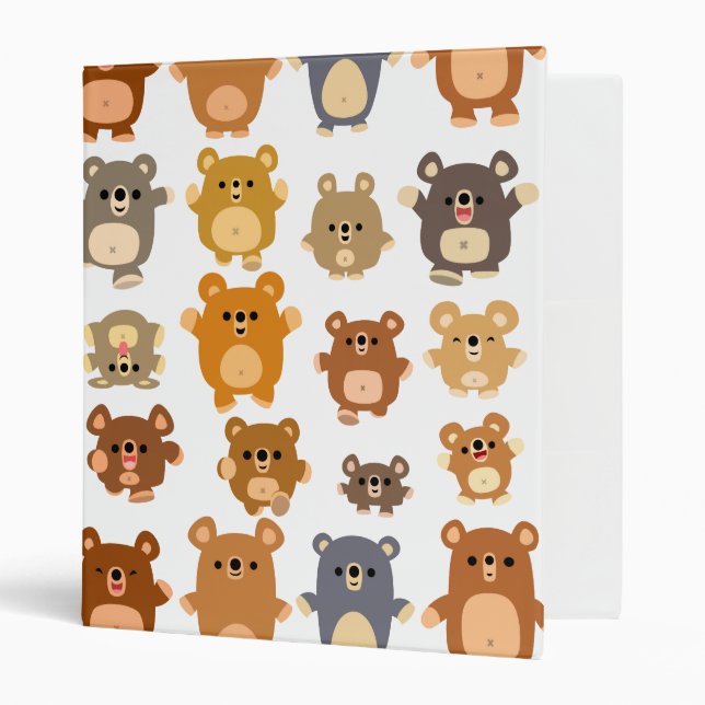 Cute Cartoon Bears Avery Binder (Front/Inside)
