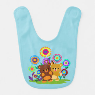 Cute Cartoon Bears' Garden Baby Bib