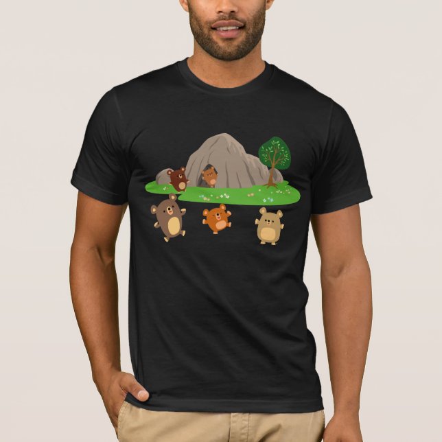 Cute Cartoon Bears in a Cave T-Shirt (Front)